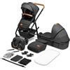 LIONELO Amber Passeggino 2in1 Duo Passeggino da 0 a 48mesi con Seduta secchiello + Navicella per neonato e bambini a 22kg Regolabile, pieghevole e leggero Ruote grandi Cappotina XXL