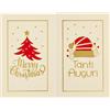 Biglietto Natale - doppio - 9 x 14 cm - cartoncino - fantasie assortite - bianco - Rex Sadoch