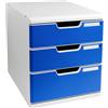 Cassettiera Modulo A4 - 28,8 x 32 x 35 cm - 3 cassetti - grigio/blu - Exacompta