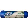 Sacchi per immondizia - 70x110 cm - 120 L - 16 micron - blu - Logex Professional - rotolo da 10 sacchetti