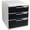Cassettiera Modulo A4 - 28,8 x 32 x 35 cm - 3 cassetti - grigio/nero - Exacompta