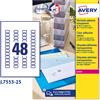 Etichette adesive L7553 - in poliestere - laser - permanenti - 22 x 12,7 mm - 48 et/fg - 25 fogli - trasparente - Avery