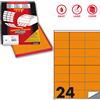 Etichette adesive C/500 - in carta - permanenti - 70 x 36 mm - 24 et/fg - 100 fogli - arancio fluo - Markin