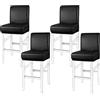 PiccoCasa Set di 4 coprisedia impermeabile per sedie da bar, per casa, cucina, sala da pranzo, pub, in morbida pelle sintetica, rimovibile, colore: nero