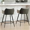 chairus Sgabelli da Bar Moderni Set di 2 Sgabelli da Banco Patchwork in Pelle PU + Lino Sgabelli da Pranzo con Gambe in Metallo(Grigio(Lino))
