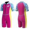 Lansru Muta corta in neoprene per bambini - Muta corta in neoprene da 2,5 mm, neoprene SCR migliorato, materiale più sicuro, protezione UV, cerniera frontale per lezioni di nuoto, mantiene caldo in