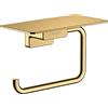 hansgrohe AddStoris - Portarotolo con mensola, portarotolo per montaggio a parete, porta carta igienica, fissaggio nascosto, accessori bagno, oro lucido, 41772990