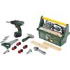 Theo Klein 8520 Cassetta degli Attrezzi Bosch, con Martello, Sega e Molto Altro, incl. Avvitatore a batterie con Luce e Suono, Giocattolo per Bambini a Partire dai 3 Anni di età