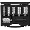 VEVOR Set Punte per Svasatore 6 Pezzi Fresa Anulare Attacchi Universali Diametro 25-50,8 mm Profondità di Foratura 50,8 mm in HSS Acciaio, Punte per Trapano Magnetico di Metalli 6 Punte per Svasatore