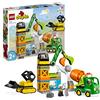 LEGO DUPLO Town Cantiere Edile con Bulldozer, Betoniera e Gru Giocattolo, Idea Regalo per Bambini e Bambine da 2 Anni, Giochi Educativi e Sensoriali con Luci, Suoni e Mattoncini Grandi 10990