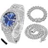 HALUKAKAH Orologio Diamanti Iced Out per Ragazzi - Placcato Oro 18 Carati/Platino,Quadrante Verde/Blu/Rosso 42mm,Lunghezza 20cm,Opzionale con Catena Cubana e Strumento di Regolazione - Scatola Regalo