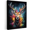 MuchoWow© Quadro Su Tela 60x80 cm Grandi Dimensioni Quadri Moderni Soggiorno Stampa Di Foto Decorazione Camera Letto Da Parete Con Cornice DipintiCervo - Graffiti - Animali - Colori