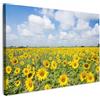 MuchoWow© Stampe su Tela moderne 60x40 cm Quadro Moderno Soggiorno Quadretti da Parete Room Decor Girasoli - Fiori - Nuvole - Natura - Giallo - Paesaggio - Campagna