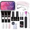 Generico Kit di gel per poli, kit gel per unghie costruttore,3 colori Gel di colla per builder con set top coat lampada per chiodi - Set di manicure per l'arte del , include clip e borsa
