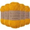 Utopia Crafts Re-Cotton Filato DK, 5x100g 750m, 80% Cotone Riciclato 20% Poliestere Riciclato, Certificato OEKO-TEX, Maglia e Uncinetto, Berretto, Sciarpa, Cardigan, Amigurumi, Senape