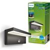Philips Lighting Philips LED Bustan Ultra Efficiente Lampada da Parete per Esterni, Luce Bianca Calda, 3.8W, Sensore di Movimento, IP44, Antracite