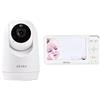 BÉABA, Baby Monitor Camera Zen Plus 2 - Camera 360°, Schermo HD da 5 Pollici, Visione Notturna, Talkie-Walkie, Termometro, 8 Ninne Nanne, Portata 300 m, Batteria 20h, 4 Videocamere Collegabili, Bianco