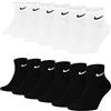 Nike 6 paia di calzini corti da uomo e donna, bianco, nero, set risparmio SX7667 calze sportive per la vita tutti i giorni in cotone, lunghe alla caviglia, suola imbottita, taglia 34, 36, 38, 40