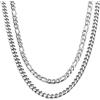 DVRK® Set 2 Collane Uomo Argento con Base in Acciaio Inossidabile 316L - Collana Uomo Argento Cubana e Catena Resistenti all'Acqua e al Sudore - Regalo, Gioelli