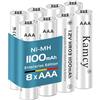 KAMCY Batterie ricaricabili AAA 1100 mAh NiMH 1,2 V - Batterie Micro AAA ad alta capacità - Batteria ricaricabile AAA, 8, edizione aziendale