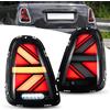 VLAND Motor VLAND Union Jack Fari Posteriori LED per Mini Cooper R56 R57 R58 R59 2007-2013, con indicatori di direzione dinamici, 1 set (lato guidatore + passeggero) (Nuovo Affumicato)