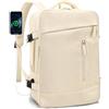 BAGROUPS Zaino da Viaggio Aereo 40X30X15 British Airways Air France 20L Bagaglio a Mano Zainetto Porta PC 15,6 Pollici Caricatore USB Borsa da Viaggio Impermeabile Casual Adatto Uomo Donna Bianco