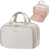 Lifewit Beauty Case da Viaggio da Donna, Beauty da Viaggio, Beauty Case Donna Uomo, Borsa da Toilette, Morbido Pochette Grande con Manico, Porta Trucchi, Regalo per Donna, L, Grigio Chiaro
