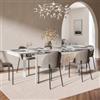 DEGHI Tavolo allungabile 160-220x90 cm con piano in ceramica bianco effetto marmo - Convito