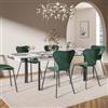 DEGHI Tavolo allungabile 160-220x90 cm con piano in ceramica bianco effetto marmo e gambe nere - Convito
