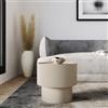 DEGHI Tavolino contenitore 38 cm in legno cannettato beige con top effetto frassino - Birmingham