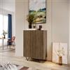 DEGHI Credenza 90x125h cm 2 ante effetto noce con intarsi geometrici e gambe in metallo nero - Nilufar