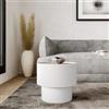 DEGHI Tavolino contenitore 38 cm in legno cannettato bianco con top effetto frassino - Birmingham