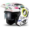 Generico Casco Jet Ufo Sheratan Legendary Taglia S Bianco Moto Scooter Trial Street con visiera fumè a scomparsa