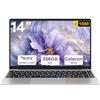 bvate PC Portatile 14 Pollici Laptop Win 11 256 GB ROM Celeron N4020 2.4G+5G WiFi upto 2.8 GHz Supporta l'espansione SSD 1TB 4.2 USB HDMI Tastiera Italiana Membrana Mouse Senza Fili-Sliver-C