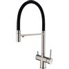 XJTNLB Miscelatore Cucina 3 Vie Acciaio Inox Spazzolato+Nero Rubinetto Tre Vie con Doccetta Estraibile Miscelatore Cucina con Doccetta Estraibile
