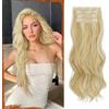 Sofeiyan Extension Capelli Clip 4PCS 50 cm Ondulati Posticci Sintetici Morbidi Naturali Fermagli Antiscivolo Invisibili Capelli Estensioni a Clip per Donna, Biondo Chiaro con Biondo crema