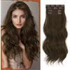 Sofeiyan Extension Capelli Clip 4PCS 50 cm Ondulati Posticci Sintetici Morbidi Naturali Fermagli Antiscivolo Invisibili Capelli Estensioni a Clip per Donna, Castano Castagna