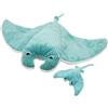 LES DÉGLINGOS PTIPOTOS by MENTALOU LA Raie Manta Maman/Bebe - Peluche ultra morbido, regalo per nascita di compleanno, Natale, 72 cm, blu Aqua