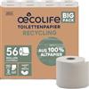 œcolife oecolife - Carta igienica RECYCLING, 3 strati, 56 x 150 fogli per rotolo, super morbida, carta igienica sostenibile, carta igienica, riutilizzabile, confezione 60% PCR (56 rotoli)