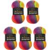 Wollbiene Moonlight Batik, 5 gomitoli di lana da 100 g, 500 g, per lavorare a maglia e all'uncinetto, 20% lana turca, colore sfumato (2600 rainbow)