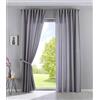 Gardinenbox Cationic Jena 2019037-2 - Set di 2 tende con passanti nascosti, 250 x 140 cm (altezza x larghezza), effetto lino, oscuranti, con fermatenda, colore: argento