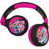 Lexibook, Monster High, Cuffie Bluetooth e cablate 2 in 1 con microfono e pulsanti di controllo, pieghevoli e regolabili, batteria ricaricabile di lunga durata, rosa/nero, HPBT010MH