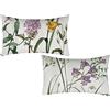 Fullfun Federa per cuscino floreale con fiori rosa viola e foglia verde, in lino denso con stampa su un solo lato, federa decorativa per camera da letto, divano, sedia, 30 cm x 50 cm (confezione da 2)