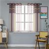 GIRASOLE HOME Coppia Tende Voile Semi Trasparenti a Righe Tenda per Soggiorno Camera Cameretta Cucina e Interni 2 Pannelli con Occhielli (140x138cm, Marrone+Crema)