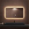 doporro Specchio Bagno LED 120x70 cm Rettangolare Retroilluminato con Interruttore Tattile Dimmerabile 3 Colori Antifog in Vetro Temperato HD, Installazione Orizzontale o Verticale