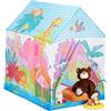 Relaxdays Tenda Giocattolo Animali Della Giungla, Per Cameretta, Per Esterni, Da 3 Anni In Su, Casetta Stile Safari HLP 102 x 72 x 95 cm, Colorata