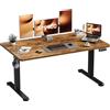 JUMMICO Scrivania regolabile in altezza 140×60 cm, telecomando a 4 tasti con funzione memoria, dotata di gancio, adatta per ufficio, studio e gaming, Marrone