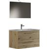 Mama Store IRIS 60 - Mobile Bagno Sospeso IN KIT DA MONTARE 60 CM QUERCIA NATURALE con Lavabo, Specchio e Lampada LED, L.61 X P.47 X H.53 cm