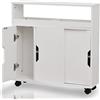 BAKAJI Armadietto Salvaspazio Ideale per Bagno, Cucina e Spazi Stretti, Mobiletto Portaoggetti Slim Bianco, Mobile Robusto con Ruote Girevoli a 360 gradi,2 Ante Scorrimento e 1 Battente,70x20x71H cm