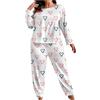 Generico Pigiama Donna Oversize Stampa Pigiama Cotone Invernale Pigiami Elegante Lungo Leggero Abbigliamento da Notte Morbido e Confortevole Set Due Pezzi Maniche Lunghe Tuta da Casa